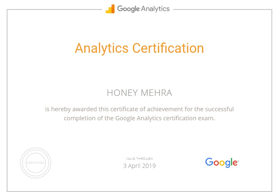 Google Analytics Certificates